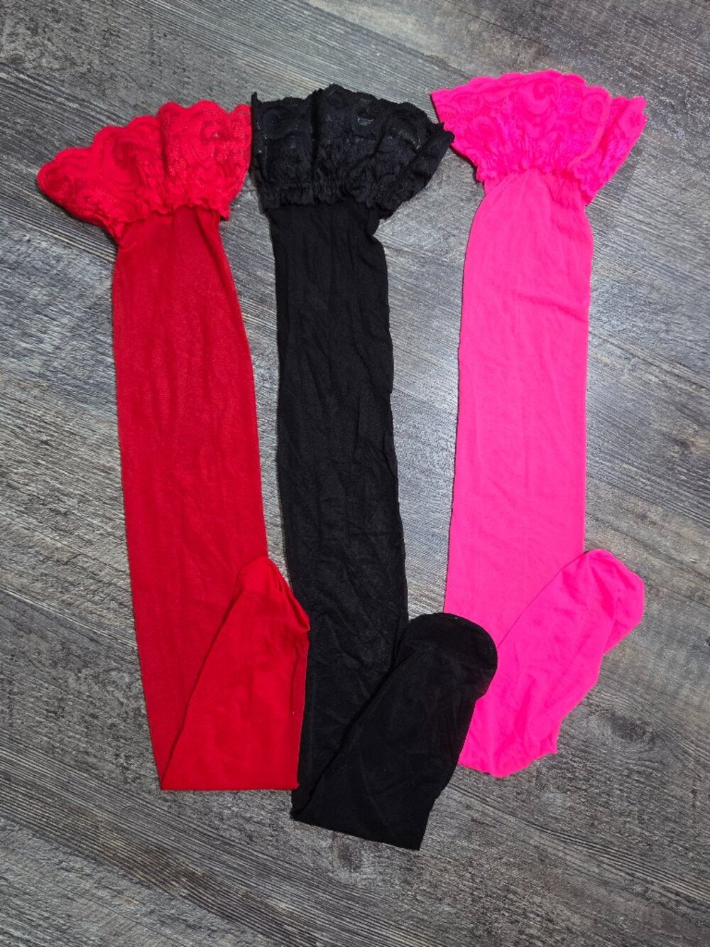 Six (6) Thigh Highs Pink/White/Black/Red/Gray/Nude Sz Lg - Picture 7 of 7